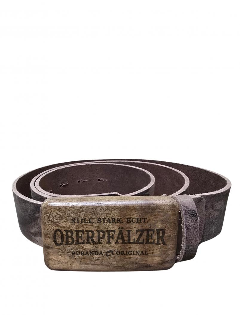 Preview: Ledergürtel mit Holzschnalle OBERPFÄLZER - Büffelleder